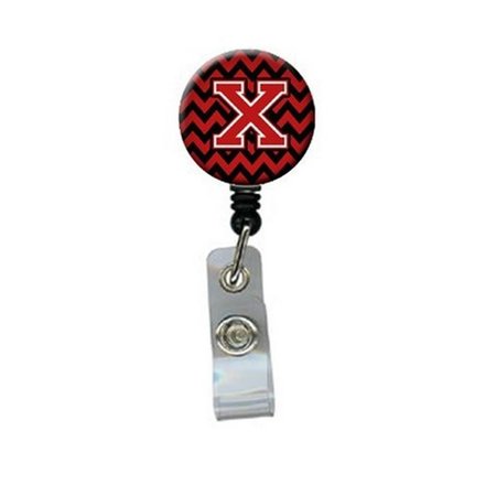 CAROLINES TREASURES Letter x Chevron Black and Red Retractable Badge Reel CJ1047-XBR